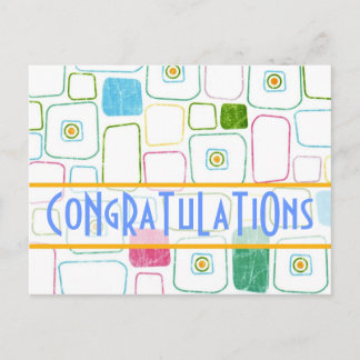 Quadrate in orange, CoNgRaTuLaTiOns Postkarte