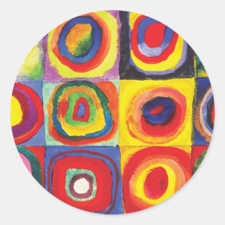 Quadrate mit konzentrischen Kreisen Hiroaki Takaha Runder Aufkleber