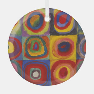 Quadrate mit konzentrischen Kreisen Ornament Aus Glas