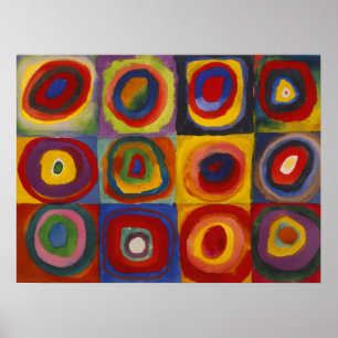 Quadrate mit konzentrischen Kreisen Poster