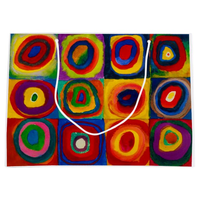 Quadrate mit Kreisen, Abstrakt, Wassis Kandinsky Große Geschenktüte (Vorderseite)