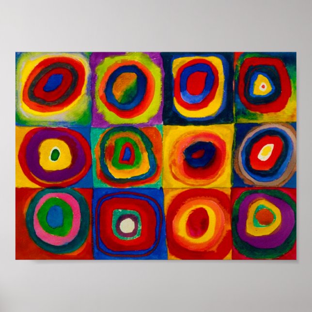 Quadrate mit Kreisen, Abstrakt, Wassis Kandinsky Poster (Vorne)
