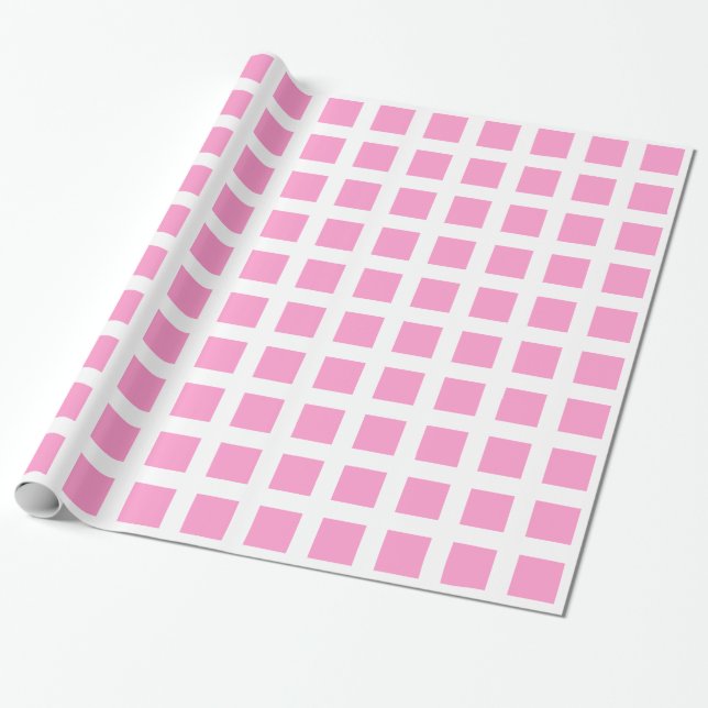 Quadrate - Rosa auf Weiß Geschenkpapier (Ungerollt)