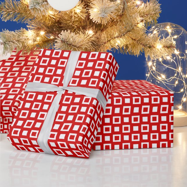 Quadrate und Boxmuster DIY Farben Rot Weiß Geschenkpapier (Feiertage)
