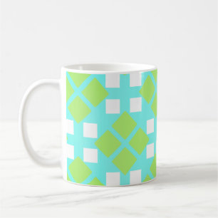 Quadrate und Diamanten in Cyan Kaffeetasse