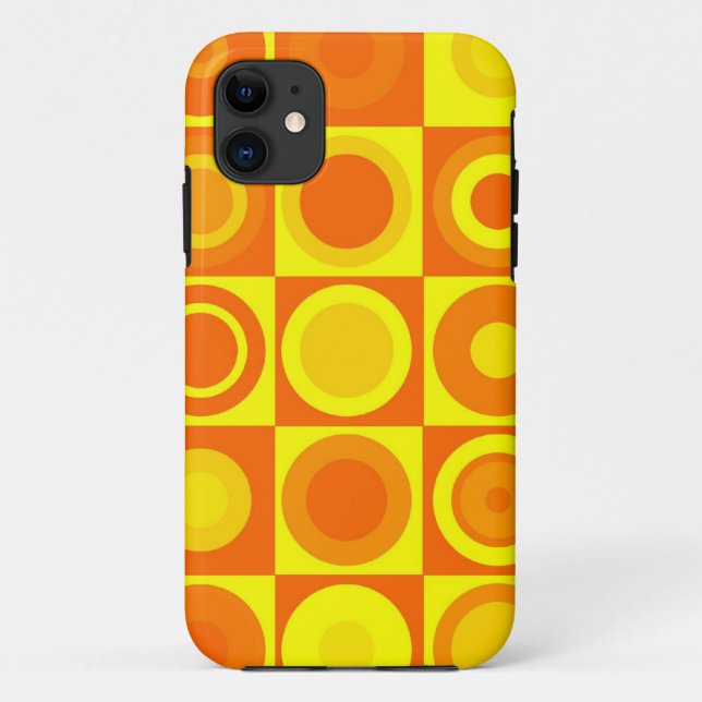 Quadrate von Funky Retro Orange Yellow Circles Case-Mate iPhone Hülle (Rückseite)