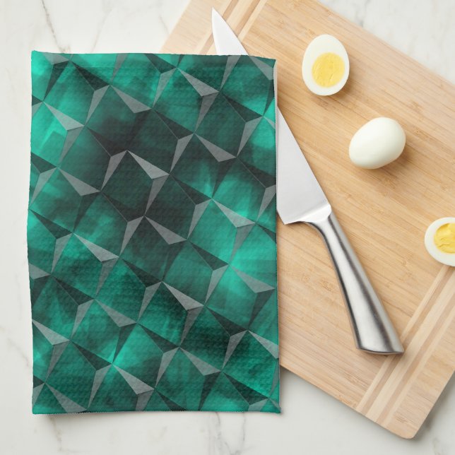 Quadrate zu Dreiecken in einer smaragdfarbenen Far Geschirrtuch (Viertel Falte)