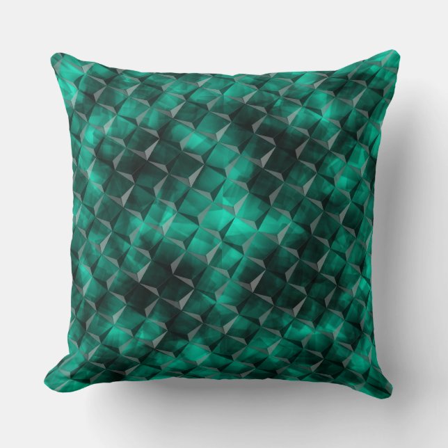 Quadrate zu Dreiecken in einer smaragdfarbenen Far Kissen (Vorderseite)