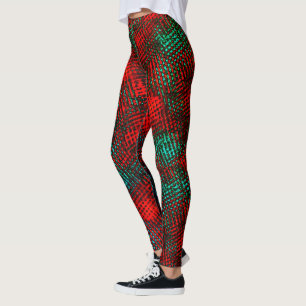 quadratisch gekratzt, rot und grün blau leggings