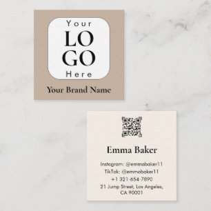 Quadratische beige QR-Code-Geschäftskarte mit indi Visitenkarte