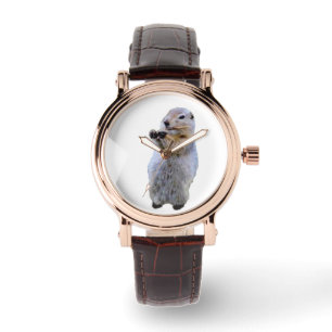 Quadratische Damenuhr mit braunem Lederarmband Armbanduhr