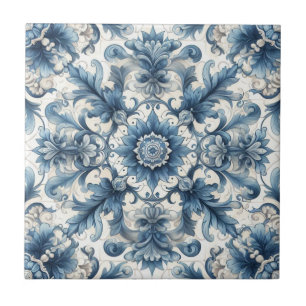 Quadratische Fliese mit vintage-blau-weißem Design