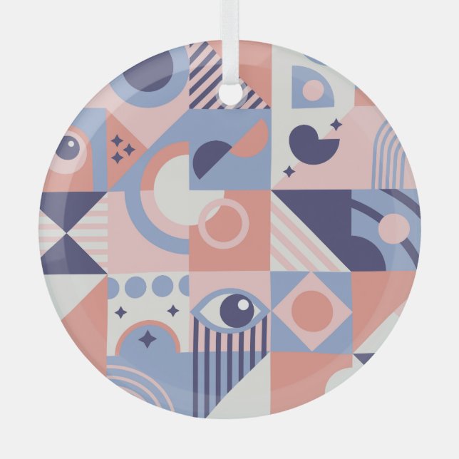 quadratische Formen: Geometrisches Abstraktes Mosa Ornament Aus Glas (Vorderseite)