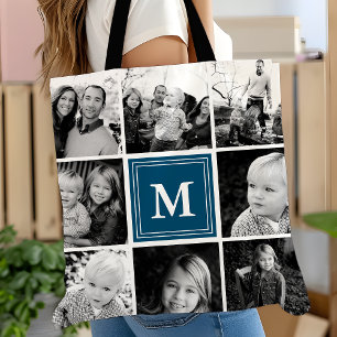 Quadratische Fotocollage Navy Monogramm individuel
