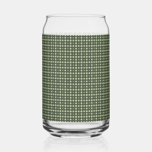 quadratische grüne Textur Kachel klassisches Modeg Dosenglas (Vorderseite)