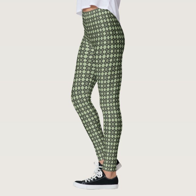 quadratische grüne Textur Kachel klassisches Modeg Leggings (Links)