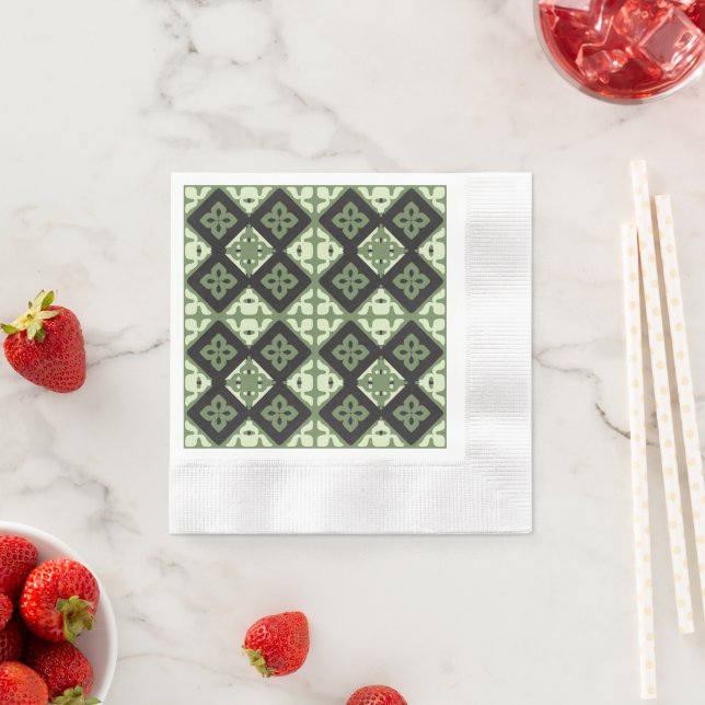 quadratische grüne Textur Kachel klassisches Modeg Serviette (Beispiel)
