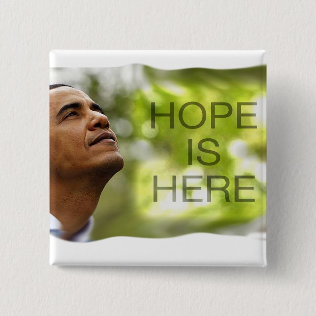 Quadratische Knopf-Hoffnung ist hier Button (Vorderseite)