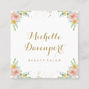 Quadratische mit BlumenVisitenkarte des Aquarells Visitenkarte