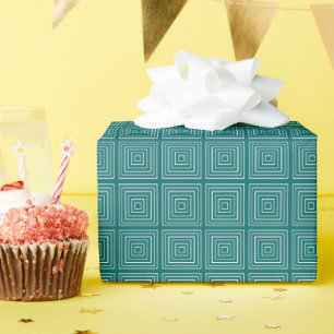 Quadratische Prismen Türkis Weiß Geschenkpapier