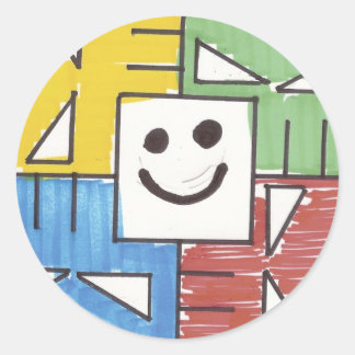 Quadratische Schädel Runder Aufkleber