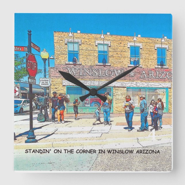QUADRATISCHE UHR DER ECKE IN WINSLOW ARIZONA (Vorderseite)