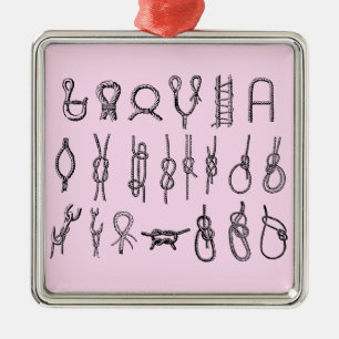 Quadratische Verzierung mit Knoten Silbernes Ornament