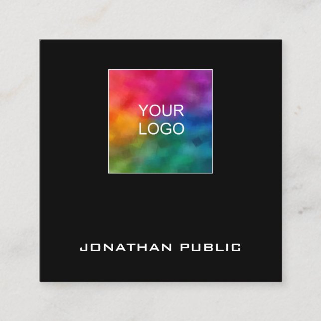 Quadratische Visitenkarten hinzufügen Schwarzes Lo Visitenkarte (Vorderseite)