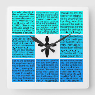 Quadratische Wanduhr des Psalm-91