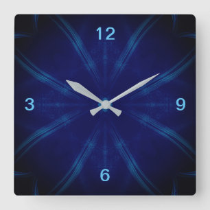Quadratische Wanduhr in Blau