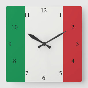 Quadratische Wanduhr Italien Fahne