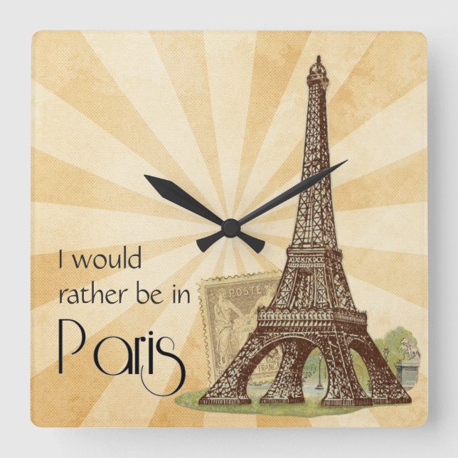 Quadratische Wanduhr Paris (Vorderseite)