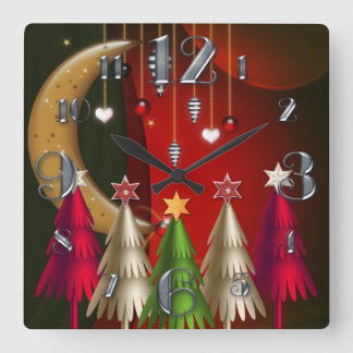 Quadratische Weihnachtsbaum-und Flitter-Uhr Wanduhr