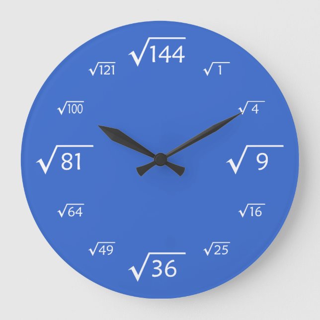 quadratische Wurzelhalterung (blau/weiß) Große Wanduhr (Vorderseite)