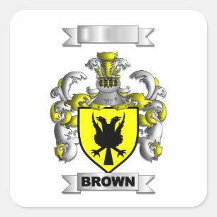 Quadratischer Aufkleber Braune Familiennachname un