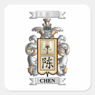 Quadratischer Aufkleber Chen Nachname und Schild