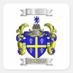 Quadratischer Aufkleber Familienname Johnson und S