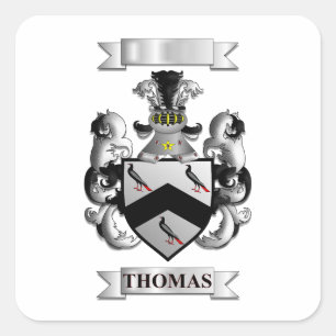 Quadratischer Aufkleber Familienname Thomas und Sc