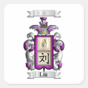 Quadratischer Aufkleber Liu Nachname und Schild