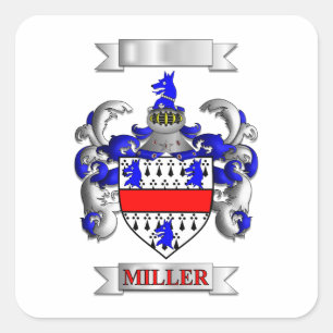 Quadratischer Aufkleber Miller Familienname und Wa