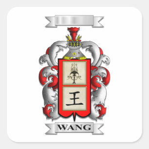 Quadratischer Aufkleber Wang Nachname und Schild