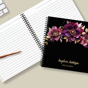 Quadratischer benutzerdefinierter Lila Blumen Notizbuch