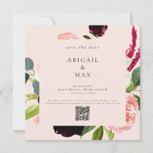 Quadratischer Blush Bunter Blumenhochzeitstermin