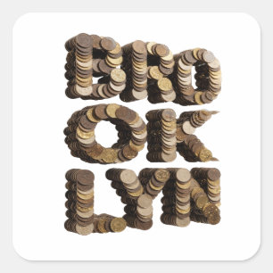 Quadratischer Gold BROOKLYN Sticker Druck