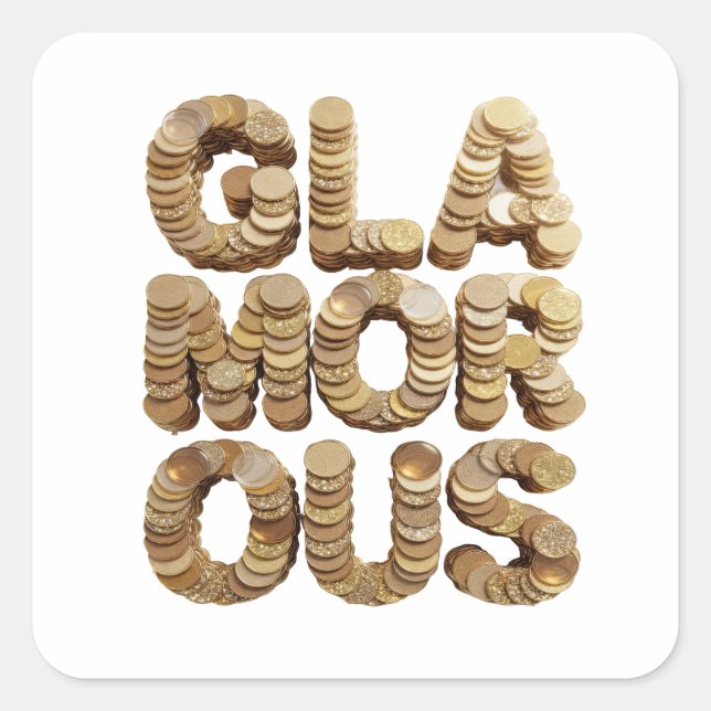 Quadratischer Gold GLAMOURÖSER Craft Aufkleber (Vorderseite)