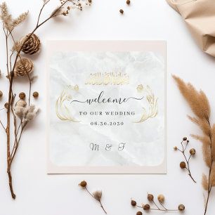 Quadratischer Hochzeitsaufkleber Willkommen zu uns Aufkleber