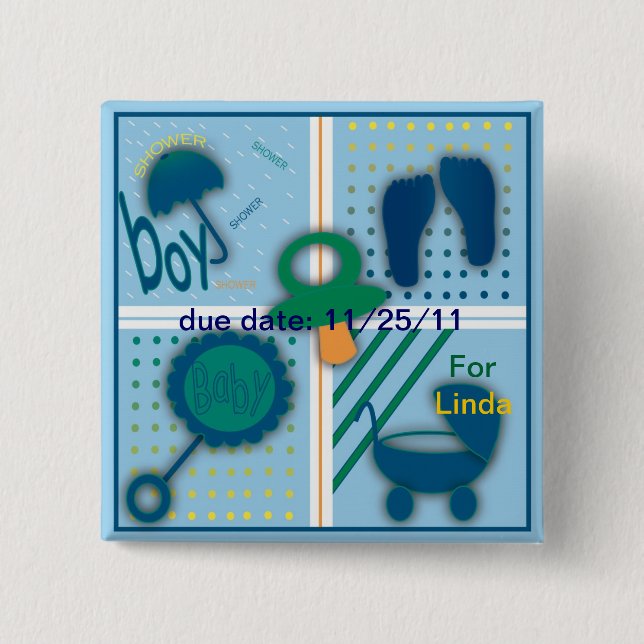 Quadratischer Knopf Button (Vorderseite)