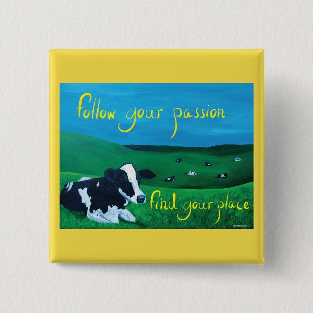 Quadratischer Knopf (Kuh) Button (Vorderseite)
