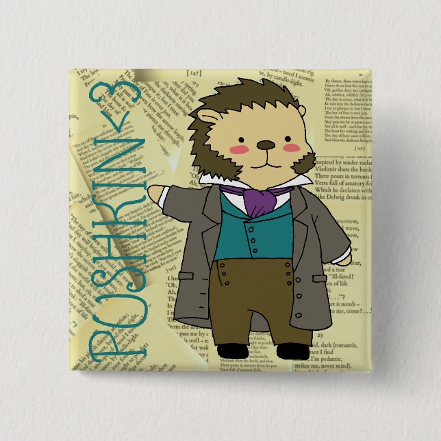 Quadratischer Knopf Pushkin Button (Vorderseite)