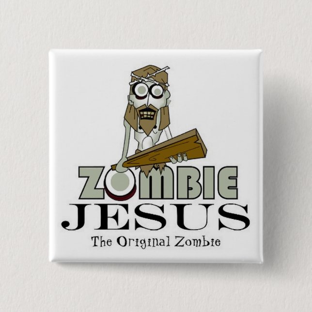 Quadratischer Knopf Zombie-Jesuss Button (Vorderseite)